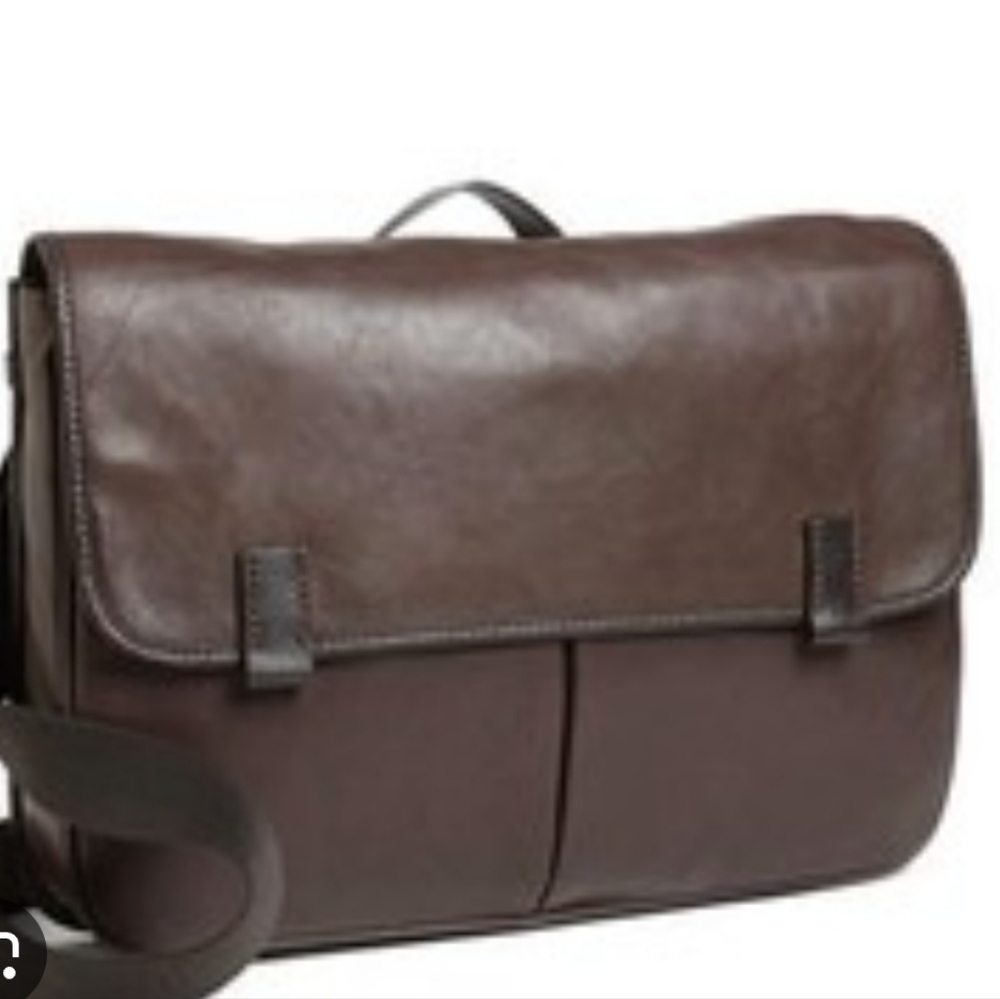 Fossil Brown Leather Briefcase Unisex